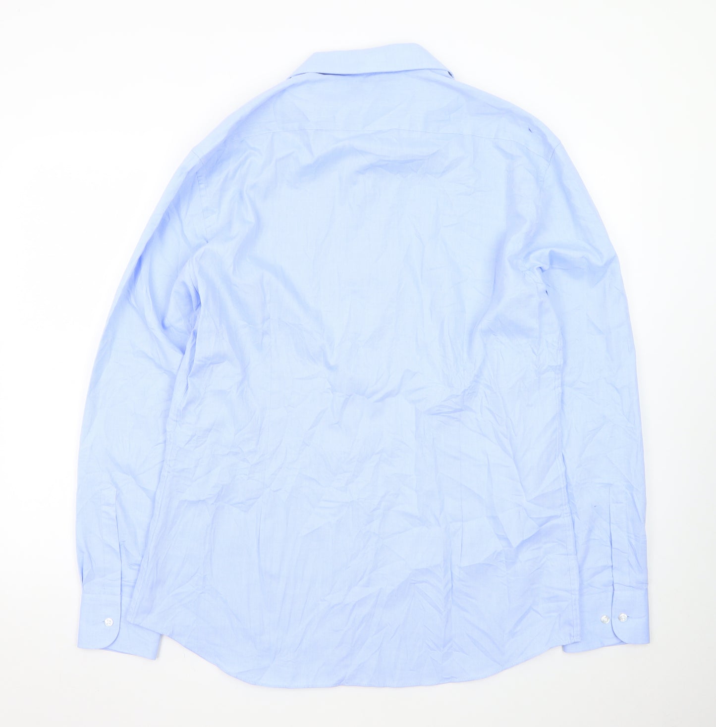 Marks and Spencer Men's Blue 17 Slim Fit Long Sleeve Dress Shirt