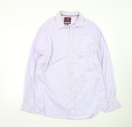 Marks and Spencer Men's Lilac Tailored Luxury Cotton Dress Shirt 16.5in 42cm
