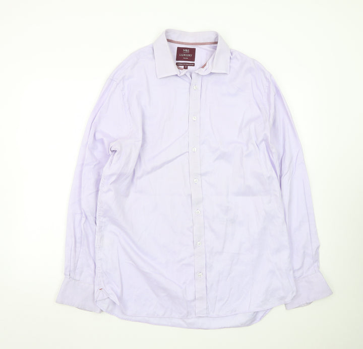 Marks and Spencer Men's Lilac Tailored Luxury Cotton Dress Shirt 16.5in 42cm