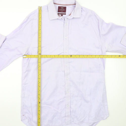 Marks and Spencer Men's Lilac Tailored Luxury Cotton Dress Shirt 16.5in 42cm