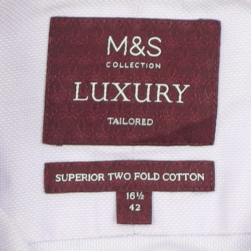 Marks and Spencer Men's Lilac Tailored Luxury Cotton Dress Shirt 16.5in 42cm
