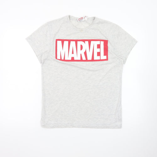 Marvel Boys Grey Short Sleeve Crew Neck Logo T-Shirt Size M
