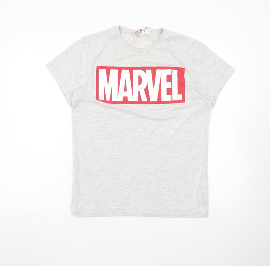 Marvel Boys Grey Short Sleeve Crew Neck Logo T-Shirt Size M