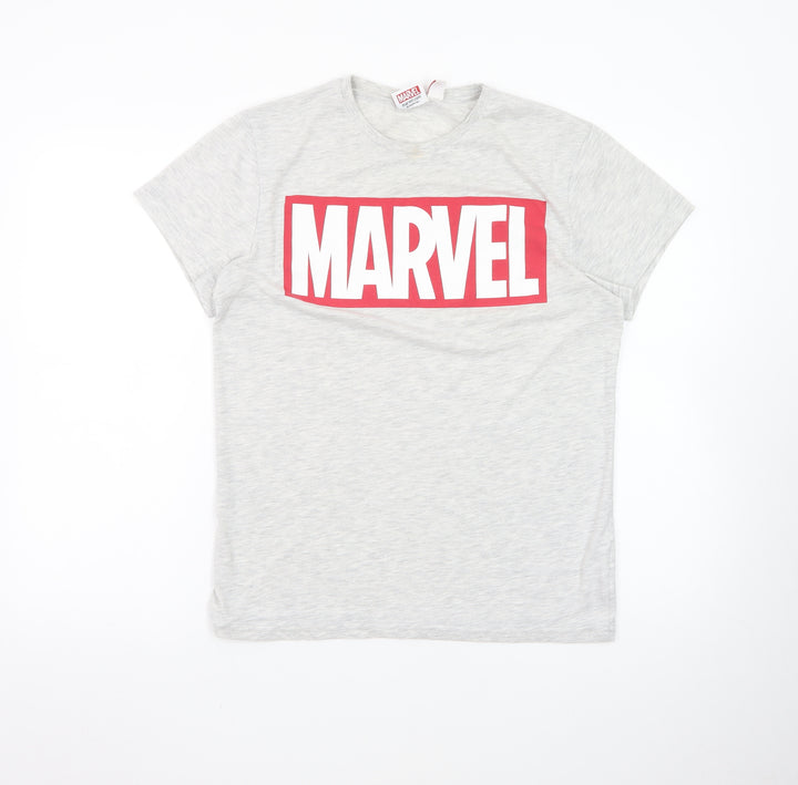 Marvel Boys Grey Short Sleeve Crew Neck Logo T-Shirt Size M