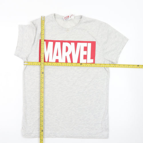 Marvel Boys Grey Short Sleeve Crew Neck Logo T-Shirt Size M
