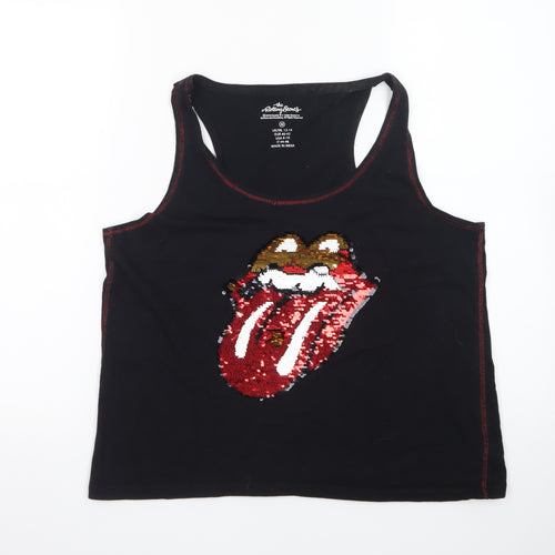 The Rolling Stones Women's Black Sequin Tank Top M Rock Music