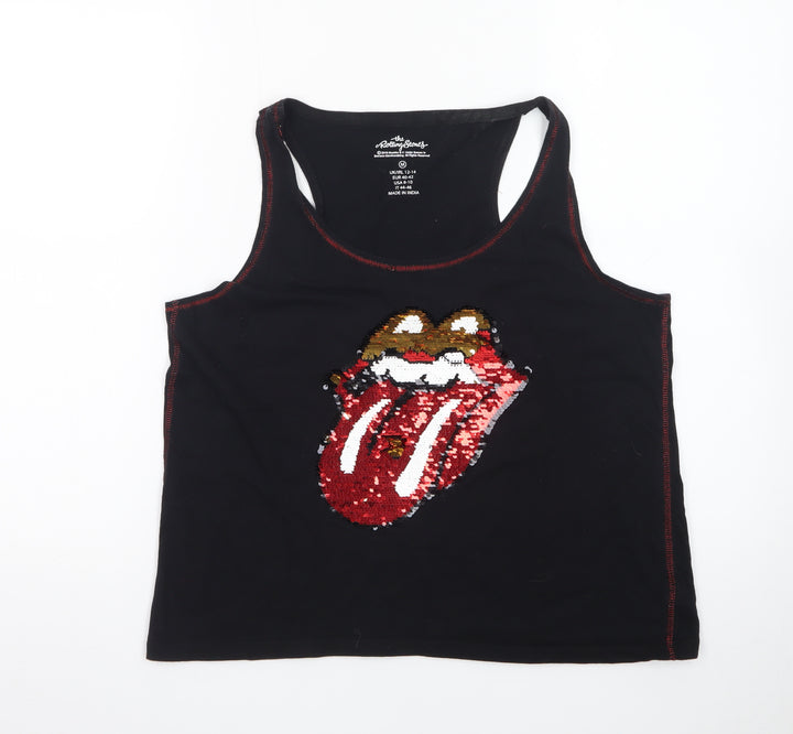 The Rolling Stones Women's Black Sequin Tank Top M Rock Music