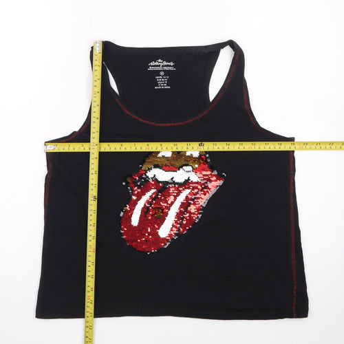 The Rolling Stones Women's Black Sequin Tank Top M Rock Music