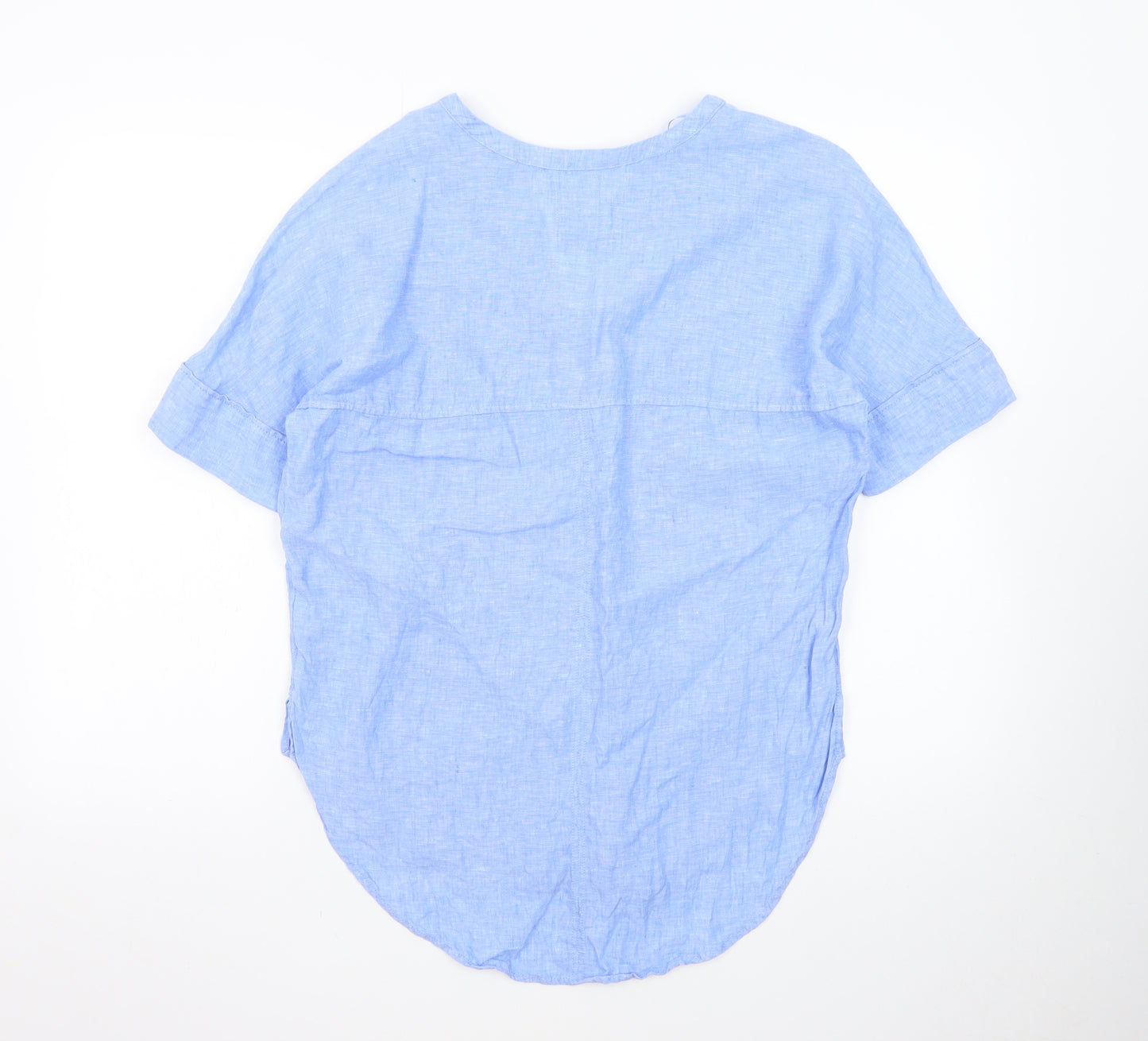 Marks and Spencer Women's Blue Pure Linen V-Neck Blouse Size 10