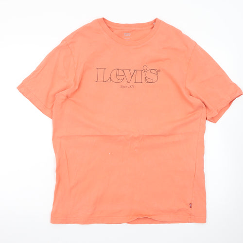 Levi's Men's Orange Relaxed Fit Cotton Short Sleeve Crew Neck T-Shirt M
