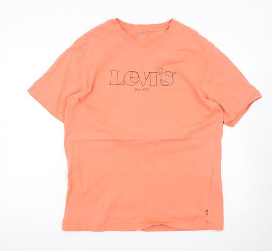 Levi's Men's Orange Relaxed Fit Cotton Short Sleeve Crew Neck T-Shirt M