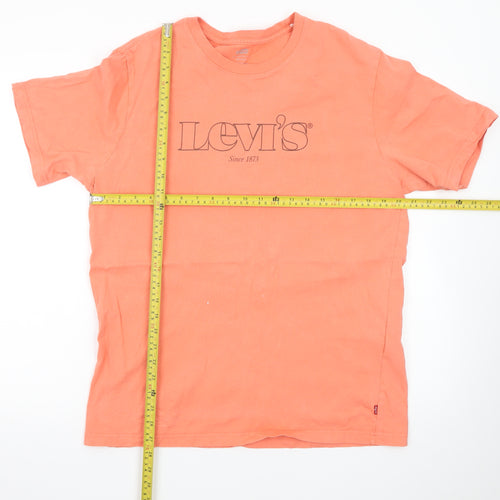 Levi's Men's Orange Relaxed Fit Cotton Short Sleeve Crew Neck T-Shirt M