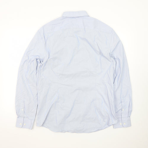 Marks and Spencer Men's Blue Slim Fit Long Sleeve Dress Shirt L