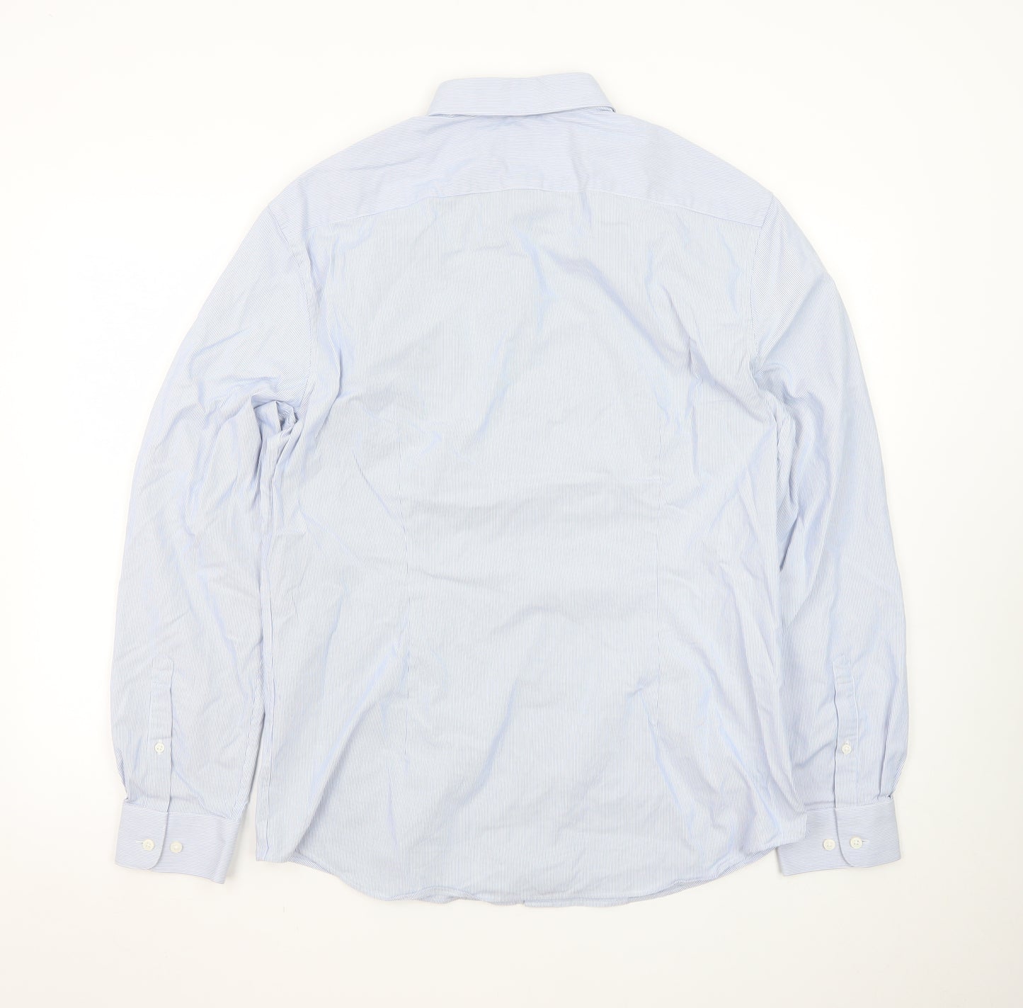 Marks and Spencer Men's Blue Slim Fit Long Sleeve Dress Shirt L