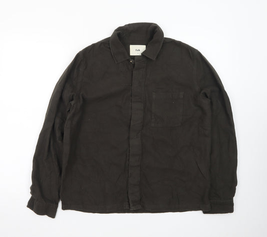 Folk Men’s Brown Cotton Long Sleeve Regular Fit Formal Shirt M
