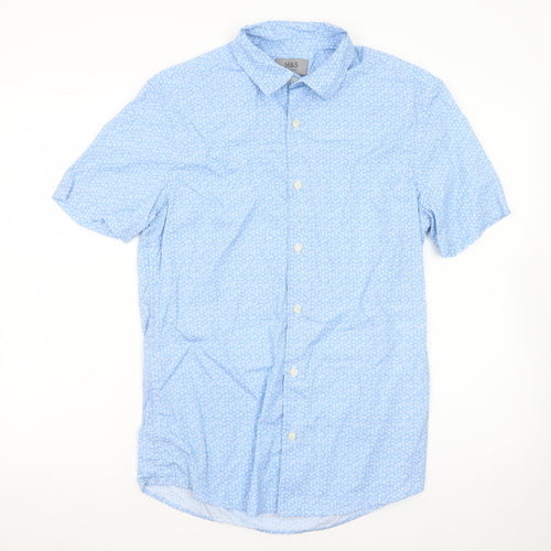Marks and Spencer Men's Blue Floral Short Sleeve Cotton Dress Shirt S