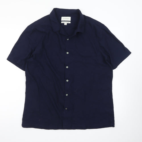 Marks and Spencer Autograph Men's Blue XL Short Sleeve Button-Up Shirt