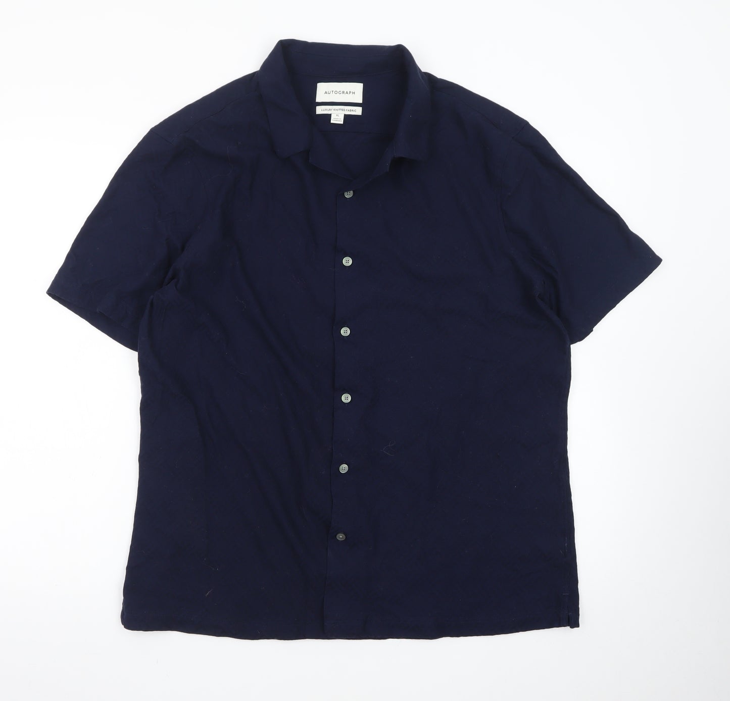 Marks and Spencer Autograph Men's Blue XL Short Sleeve Button-Up Shirt