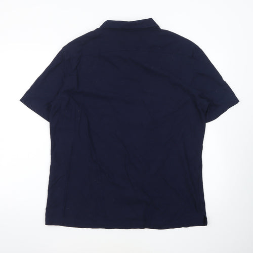 Marks and Spencer Autograph Men's Blue XL Short Sleeve Button-Up Shirt