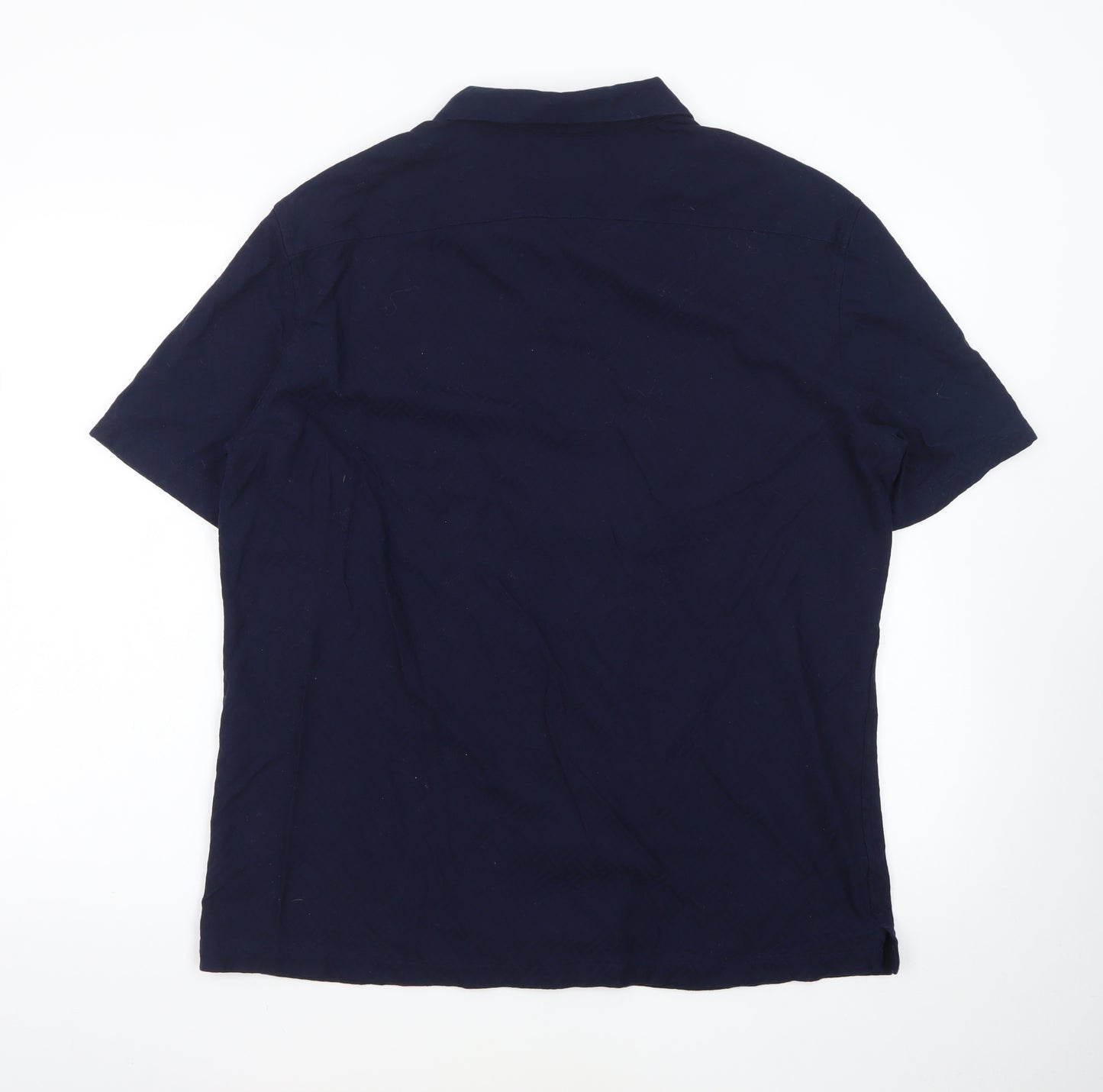 Marks and Spencer Autograph Men's Blue XL Short Sleeve Button-Up Shirt