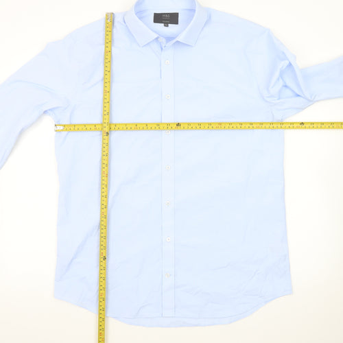 Marks and Spencer Men's Blue Tailored Fit Long Sleeve Dress Shirt 16.5in 42cm