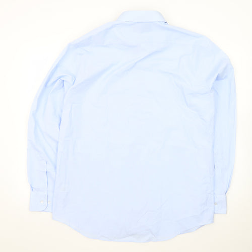 Marks and Spencer Men's Blue Tailored Fit Long Sleeve Dress Shirt 16.5in 42cm