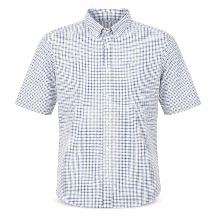 John Lewis Men’s Blue Check Cotton Oxford Short Sleeve Shirt XL