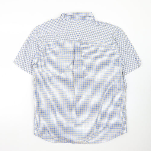 John Lewis Men’s Blue Check Cotton Oxford Short Sleeve Shirt XL