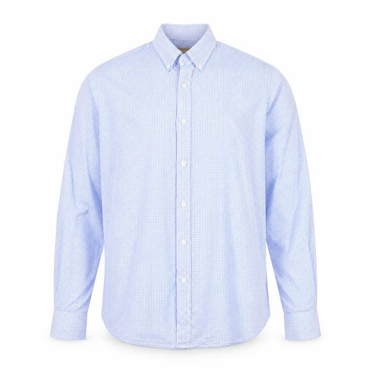 Vedoneire Men's Blue Check Long Sleeve Cotton Dress Shirt Size M