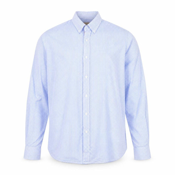 Vedoneire Men's Blue Check Long Sleeve Cotton Dress Shirt Size M