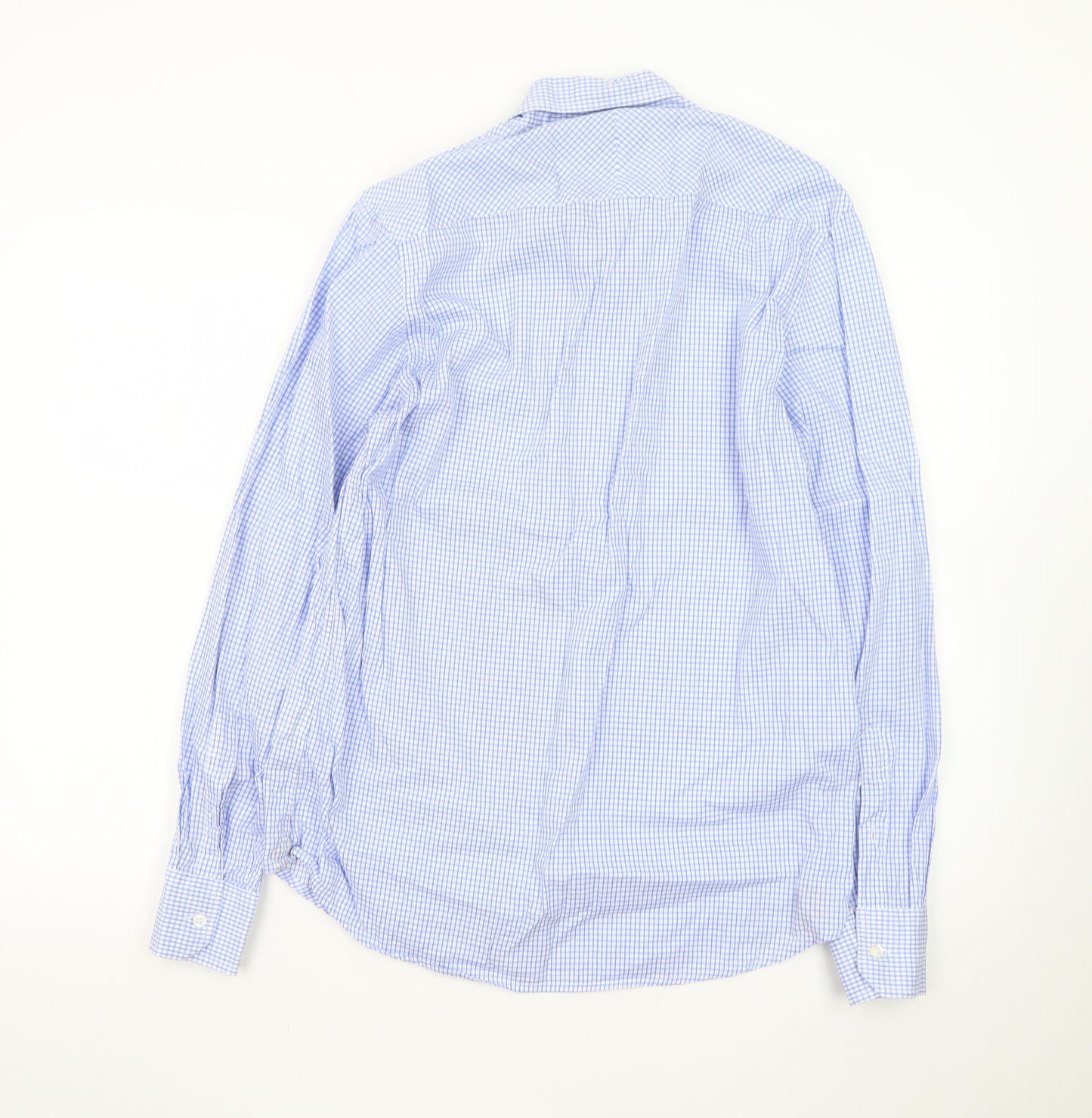 Vedoneire Men's Blue Check Long Sleeve Cotton Dress Shirt Size M