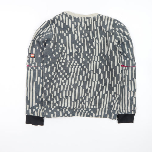 Adidas Boys Grey Patterned Crew Neck Sweatshirt XS 7-8Y Primegreen