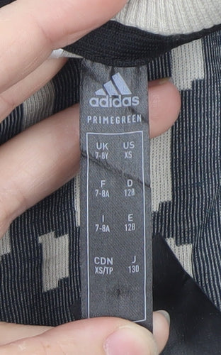 Adidas Boys Grey Patterned Crew Neck Sweatshirt XS 7-8Y Primegreen