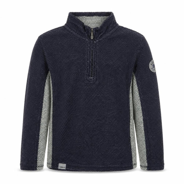 Front view of Weird Fish boys’ navy 1/2 zip jumper, size 11-12, years