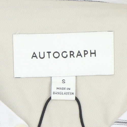 Marks and Spencer Men’s White Striped Band Collar Shirt Size S