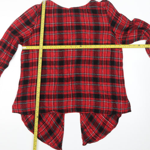 Next Womens Red Plaid Viscose Long Sleeve Tunic Blouse Size 18