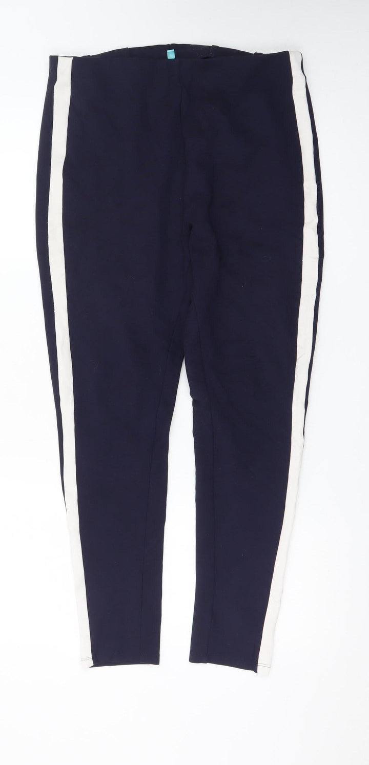 BARE Womens Navy Blue Side Stripe Skinny Trousers Size 14