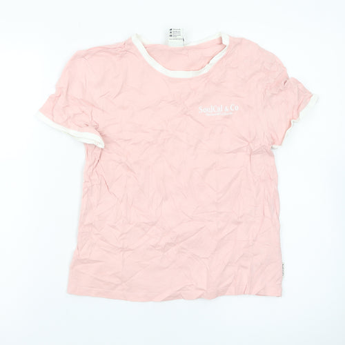 SoulCal & Co Women's Pink Ringer T-Shirt Size 12 Cotton Casual Top