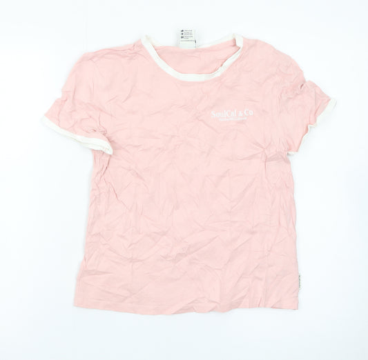 SoulCal & Co Women's Pink Ringer T-Shirt Size 12 Cotton Casual Top