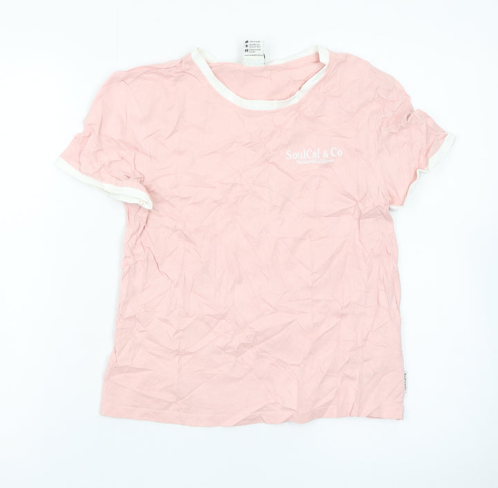 SoulCal & Co Women's Pink Ringer T-Shirt Size 12 Cotton Casual Top