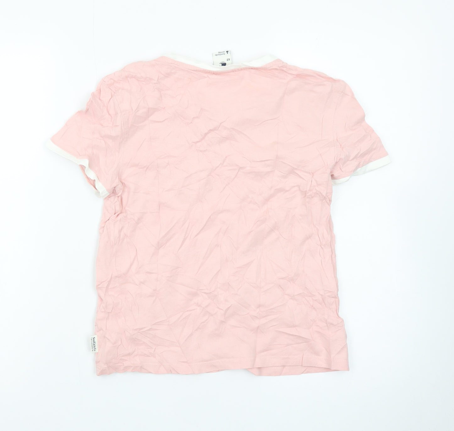 SoulCal & Co Women's Pink Ringer T-Shirt Size 12 Cotton Casual Top