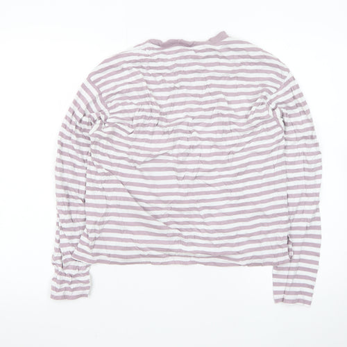Monki Womens Pink White Striped Long Sleeve Cotton T-Shirt Size S