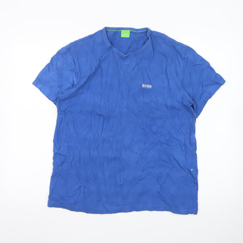 Hugo Boss Men Blue Cotton Crew Neck Short Sleeve T-Shirt Size L