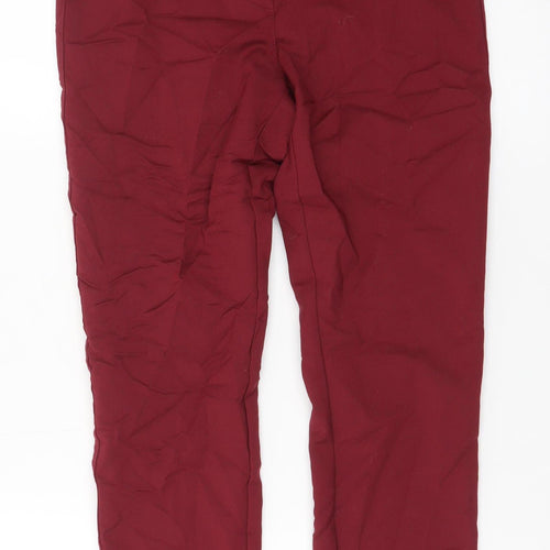 MNG Women Burgundy Slim Trousers Size 8 Cotton Blend