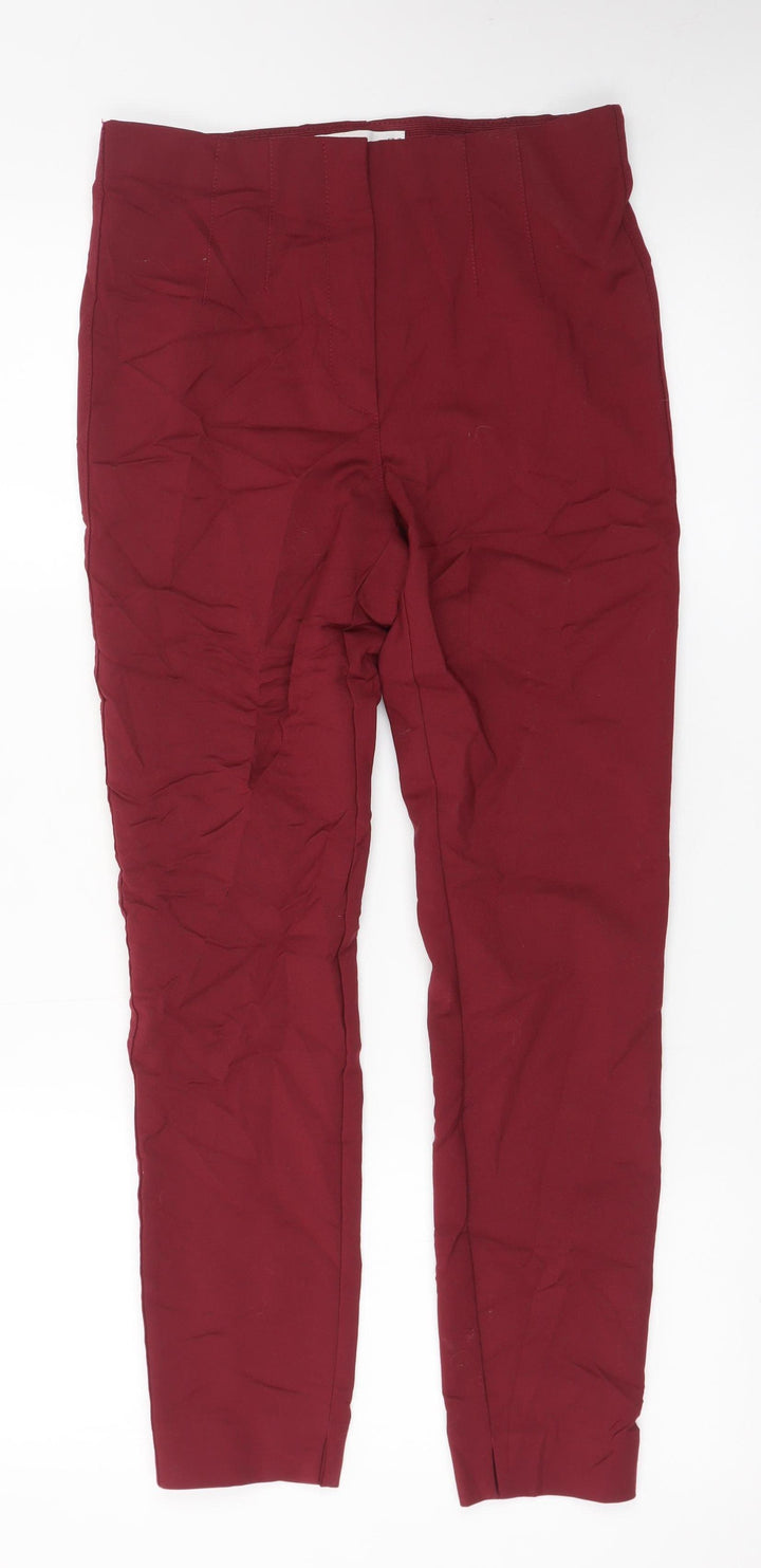 MNG Women Burgundy Slim Trousers Size 8 Cotton Blend