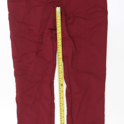 MNG Women Burgundy Slim Trousers Size 8 Cotton Blend