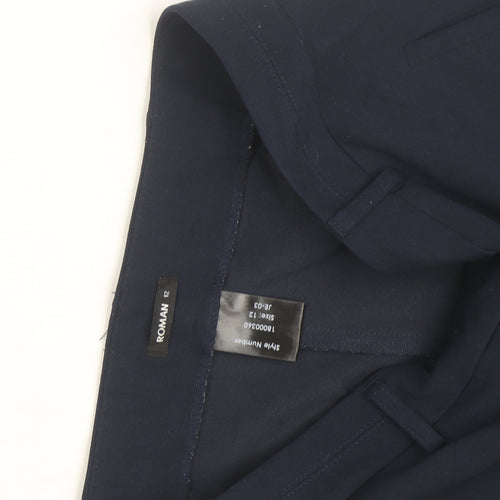 Roman Blue Slim Fit Women's Trousers Size 12 Stretch Comfort
