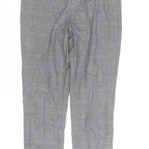 Uniqlo Women's Grey Check Stretch Work Trousers Size 12