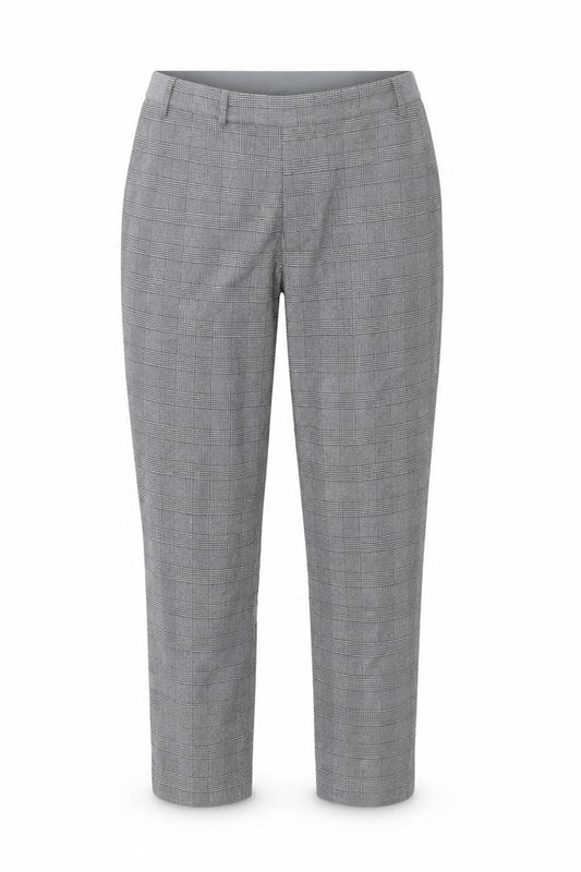 Front view of Uniqlo Women's Grey Check Stretch Work Trousers, size 12