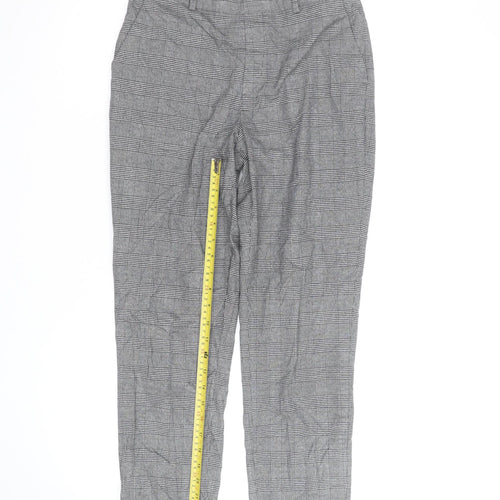 Uniqlo Women's Grey Check Stretch Work Trousers Size 12